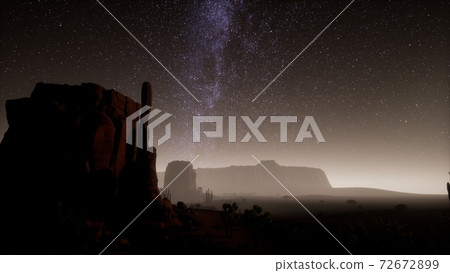 Hyperlapse in Death Valley National Park Desert Moonlit Under Galaxy Stars 72672899