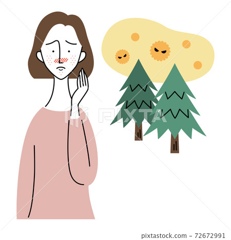 因花粉病而皮膚粗糙的女性 因花粉病而皮膚粗糙的女性 72672991