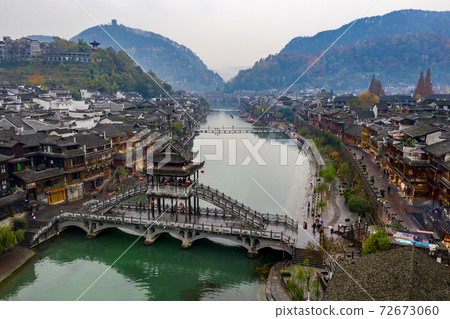 Beautiful and famous ancient bridge in Fenghuang Old Town, China Beautiful and famous ancient bridge in Fenghuang Old Town, China 72673060