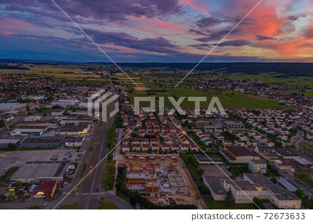 Beautiful townscape view of Dijon city at nightfall in summer 72673633