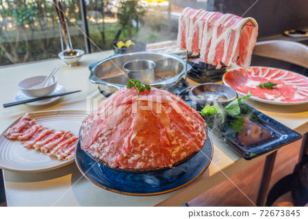 Delicious beef slice in the Taiwan hotpot Delicious beef slice in the Taiwan hotpot 72673845
