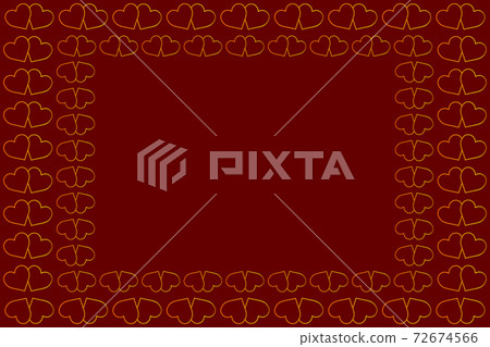 Two hearts frames - vector pattern - gold pattern on a red background 72674566