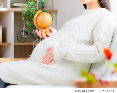 Pregnant woman with a globe image 4: 3 Pregnant woman with a globe image 4: 3 72674924