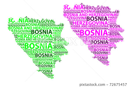 Bosnia and Herzegovina letter text map 72675457