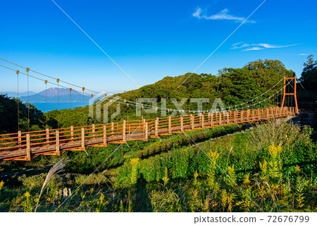 Kinko Bay Observation Park Sky Paretto Suspension Bridge and Sakurajima 72676799