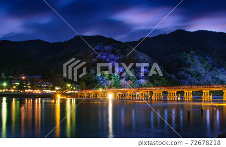 Togetsu-kyo bridge light-up at Arashiyama Hana Lighting Road Togetsu-kyo bridge light-up at Arashiyama Hana Lighting Road 72678218