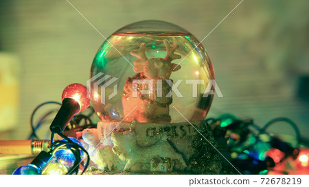 Festive photography. Holidays composition. The clear crystal ball with Festive photography. Holidays composition. The clear crystal ball with 72678219