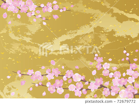 裝飾背景桃和金箔 72679772