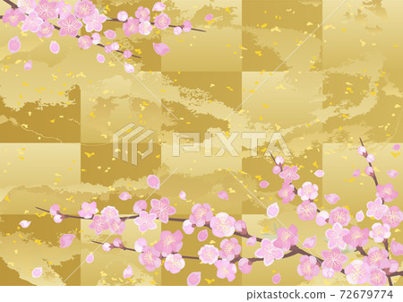 裝飾背景桃和金箔 72679774