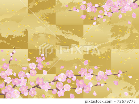裝飾背景桃和金箔 72679775