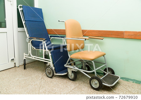 Medical wheelchairs for seriously ill and disabled people. 72679910