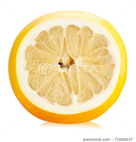Fresh half pomelo citrus fruit isolated on white background. Fresh half pomelo citrus fruit isolated on white background. 72680037
