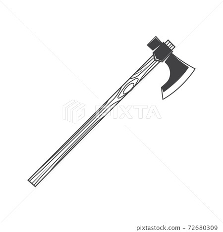Battle axe isolated on the white background. Vector illustration Knight equipment icon, battle-axe silhouette. 72680309