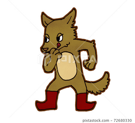 Illustration of an evil wolf that seems to appear in fairy tales and picture books 72680330