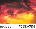 sky and clouds nature background, abstract sky, red pink and orange yellow color in blurry soft clouds in overcast sky, burn sky 72680756