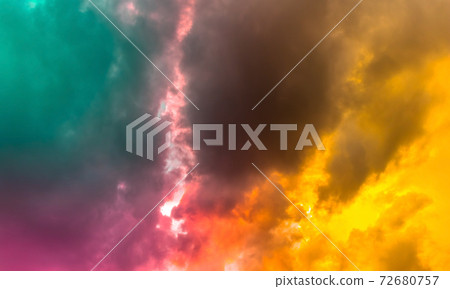 sky and clouds nature background, abstract sky, green and yellow orange with pink color in cloudy sky and clouds nature background, abstract sky, green and yellow orange with pink color in cloudy 72680757
