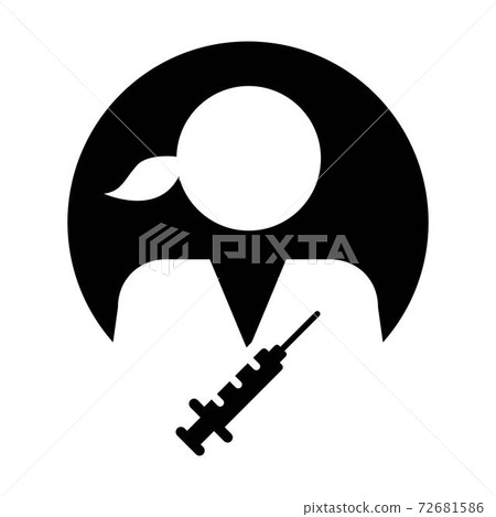 Vaccine icon vector with Injection syringe female user person profile avatar symbol for medical and healthcare treatment in a glyph pictogram illustration Vaccine icon vector with Injection syringe female user person profile avatar symbol for medical and healthcare treatment in a glyph pictogram illustration 72681586