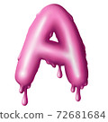 dripping pink paint on letters, alphabet 72681684
