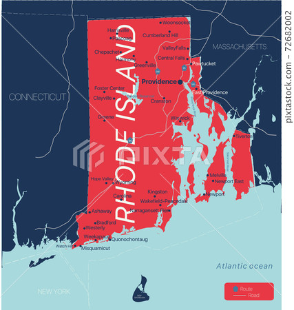 Rhode Island state detailed editable map 72682002