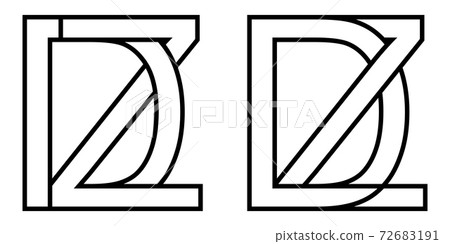 Logo zd and dz icon sign two interlaced letters Z D, vector logo zd dz first capital letters pattern 72683191