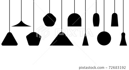 set different lamps and lampshades isolated on a white background. Front view of various lamps and 72683192