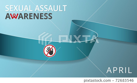 Realistic teal ribbon. Awareness sexual assault month poster. Vector illustration. World sexual assault day solidarity concept. Dont touch sign, icon. Symbol of polycystic kidney, ovarian cancer. Realistic teal ribbon. Awareness sexual assault month poster. Vector illustration. World sexual assault day solidarity concept. Dont touch sign, icon. Symbol of polycystic kidney, ovarian cancer. 72683546