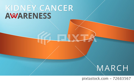 Realistic orange ribbon. Awareness kidney cancer month poster. Vector illustration. World kidney cancer day solidarity concept. Symbol of orange revolution, social protests. Realistic orange ribbon. Awareness kidney cancer month poster. Vector illustration. World kidney cancer day solidarity concept. Symbol of orange revolution, social protests. 72683567