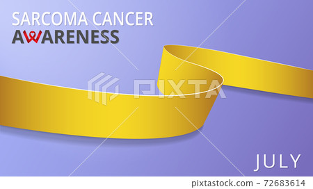 Realistic yellow ribbon. Awareness sarcoma cancer month poster. Vector illustration. World sarcoma cancer day solidarity concept. 72683614