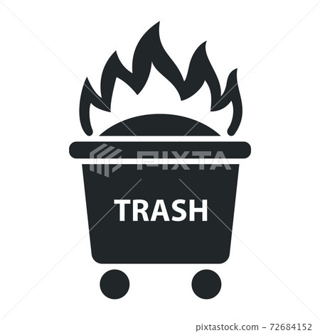 burning trash icon in a bin on wheels. burning trash icon in a bin on wheels. 72684152