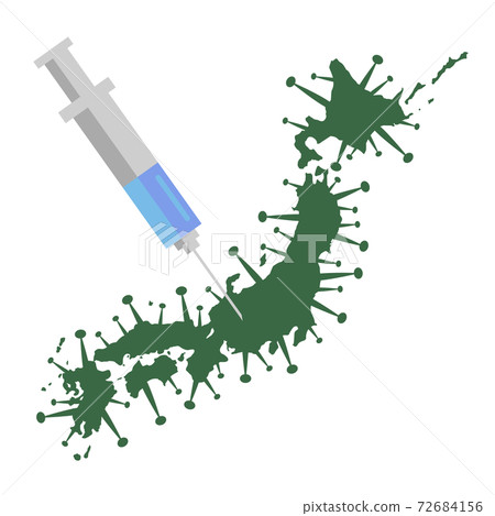 Illustration material: New coronavirus vaccination Japanese map Japanese archipelago infection 72684156