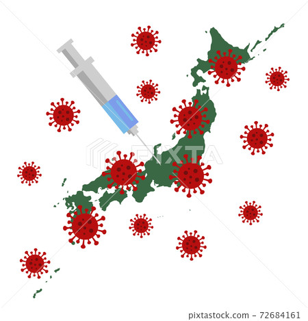 插圖素材:新的日冕病毒疫苗接種日本地圖日本群島的感染 插圖素材:新的日冕病毒疫苗接種日本地圖日本群島的感染 72684161