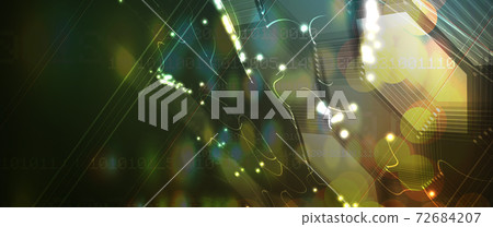 Quantum processing. Deep learning artificial intelligence. Future new technology  for business or science presentation 72684207