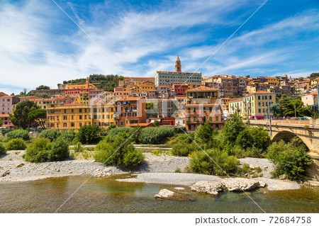 Colorful houses in Ventimiglia, Italy 72684758