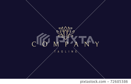 Vector golden logo on which an abstract image of a floral pattern with tree branches. 72685386
