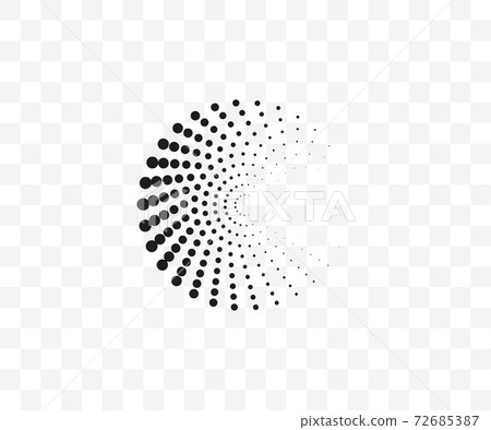 Dotted spiral symbol on transparent background. Vector illustration. 72685387