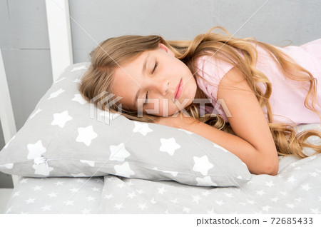 Healthy sleep tips. Girl sleep on little pillow bedclothes Healthy sleep tips. Girl sleep on little pillow bedclothes 72685433