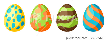 Happy Easter set of eggs. 72685610