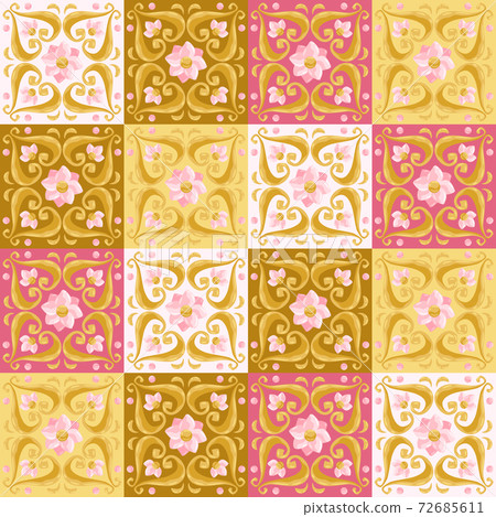 Ceramic tile pattern with lotus. Ceramic tile pattern with lotus. 72685611