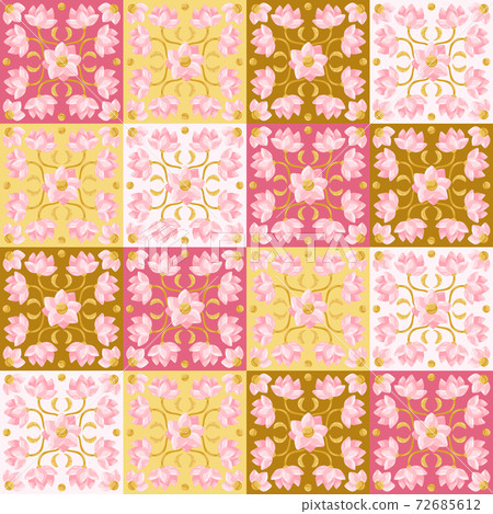 Ceramic tile pattern with lotus. Ceramic tile pattern with lotus. 72685612