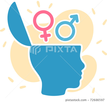 Open head with gender symbols Open head with gender symbols 72686597