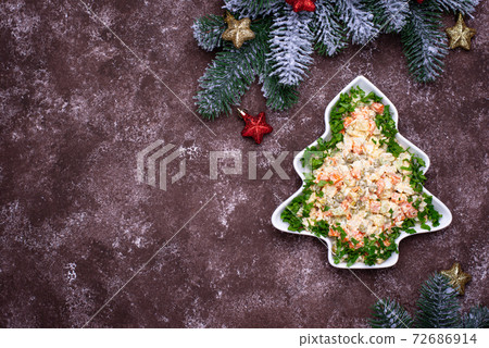 Traditional New year Russian salad Olivier Traditional New year Russian salad Olivier 72686914