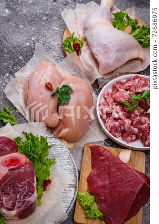 Assortment of various raw meat Assortment of various raw meat 72686975