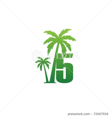Number 5 logo and  coconut tree icon design vector 72687936
