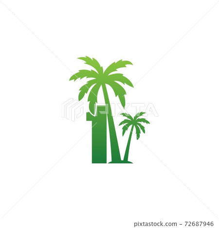 Number 1 logo and coconut tree icon design vector Number 1 logo and coconut tree icon design vector 72687946
