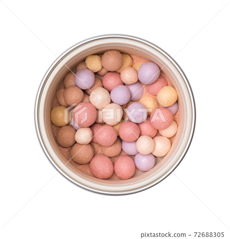 Bronzing pearl make up powder isolated on a white background. Powder Pearls. Bronzing pearl make up powder isolated on a white background. Powder Pearls. 72688305