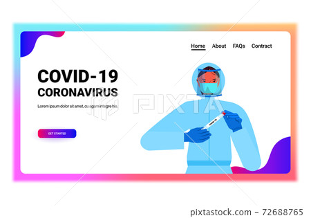 doctor or scientist in mask holding covid-19 nasal swab laboratory test coronavirus pandemic concept 72688765