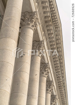Beautiful Corinthian style stone columns of the Utah State Capitol Building 72688926