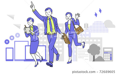 商人和在城市運行的女企業家 商人和在城市運行的女企業家 72689605