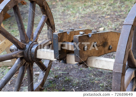 wooden base for the cannon part of the military arsenal of the middle ages 72689649
