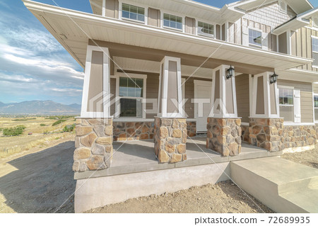 Front porch and door of new traditional home Front porch and door of new traditional home 72689935